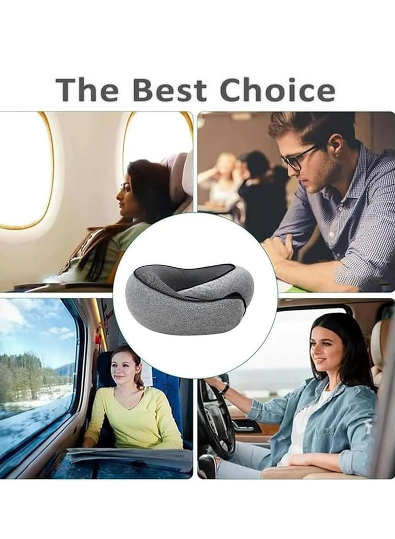 وسادة سفر للرقبة، وسادة سفر من رغوة الذاكرة مع أقنعة عين وسدادات أذن للطائرات والسيارات والسفر للراحة أثناء النوم (وردي) - Image 5