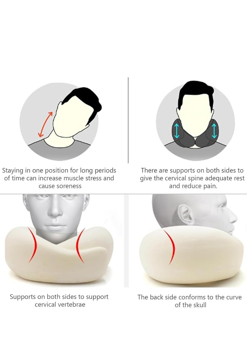وسادة سفر للرقبة، وسادة سفر من رغوة الذاكرة مع أقنعة عين وسدادات أذن للطائرات والسيارات والسفر للراحة أثناء النوم (وردي) - Image 3
