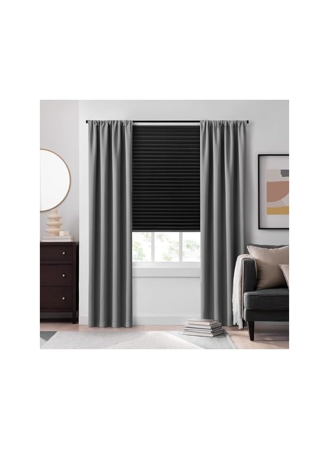 The Bros 2 قطع ستائر نافذة مطوية، ستائر مؤقتة بدون حبال، ستائر مطوية معتمة، ستائر قماشية، ستائر تصفية الضوء سهلة التركيب لغرفة النوم، الحمام وغرفة المعيشة/36 × 72 بوصة - Image 4