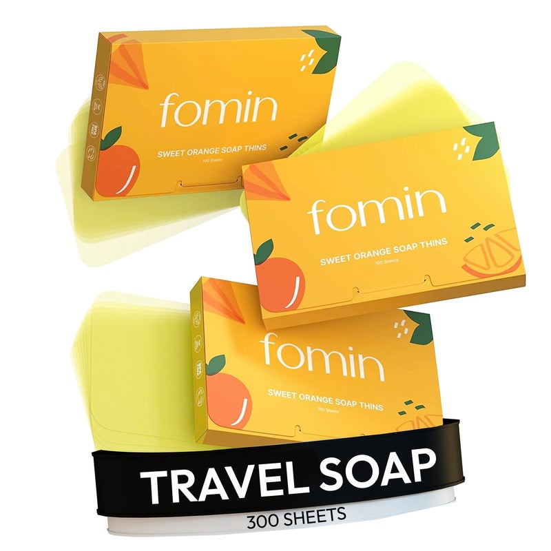 FOMIN - Antibacterial Paper Soap Sheets for Hand Washing - (300 Sheets) Orange Portable Travel Soap Sheets, Dissolvable Camping Mini Soap, Portable Hand Soap sheet - Image 1