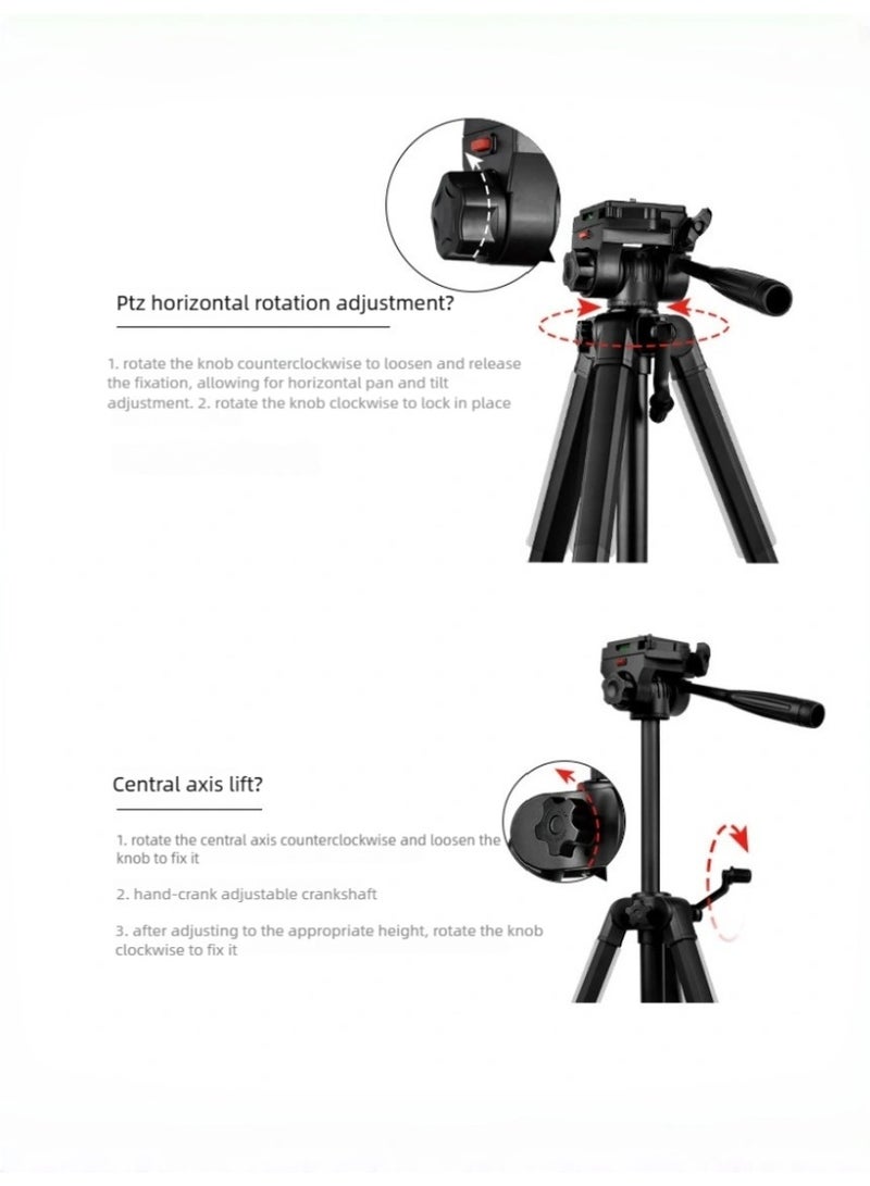 KELIO 182cm Aluminum Camera Tripod – 72" Lightweight Portable Tripod Stand with Travel Bag, Phone Mount & 1/4” Screw, Compatible with iPhone/Camera/DSLR/SLR/Projector - Image 5