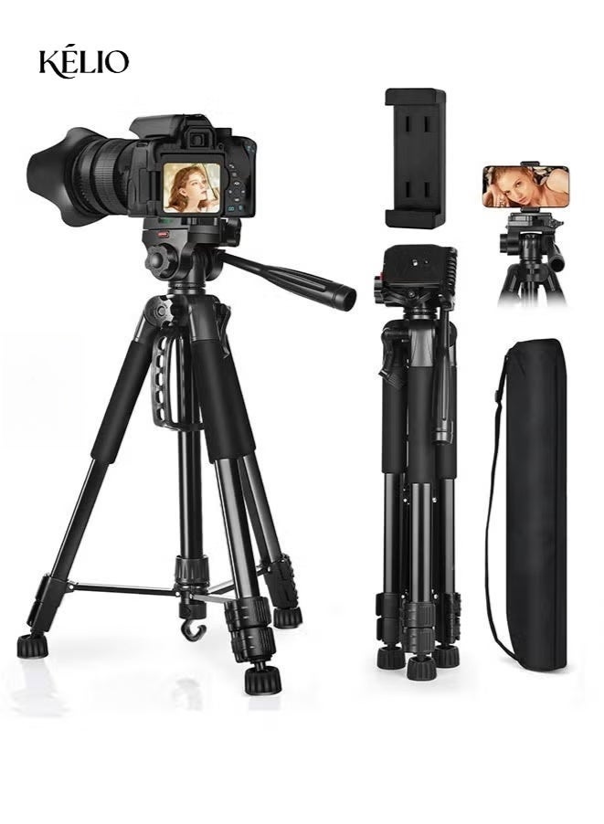 KELIO 182cm Aluminum Camera Tripod – 72" Lightweight Portable Tripod Stand with Travel Bag, Phone Mount & 1/4” Screw, Compatible with iPhone/Camera/DSLR/SLR/Projector - Image 1