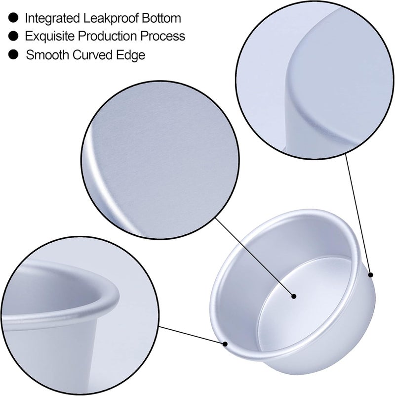 73Hours 4 Inch Cake Pan Set of 8, Anodized Aluminum Round Cake Pans with 100 Pcs Parchment Paper Tins Baking Pan for Cheese Cake, Pizza, Quiche, Non Toxic, Leakproof, Easy Pop Out - Image 3