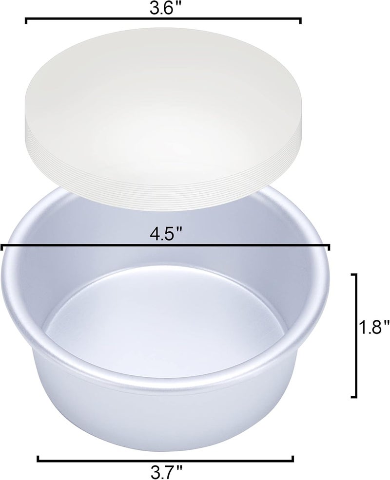 73Hours 4 Inch Cake Pan Set of 8, Anodized Aluminum Round Cake Pans with 100 Pcs Parchment Paper Tins Baking Pan for Cheese Cake, Pizza, Quiche, Non Toxic, Leakproof, Easy Pop Out - Image 2