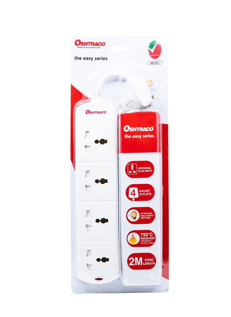 Oshtraco 4 Ways 13 Amp External Socket W/O Switch W/ 2M Wire