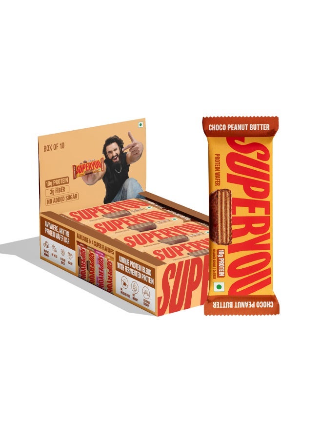 SuperYou شريط بروتين وايفر سوبر يو - شوكولاتة بالفول السوداني 40 جرام (عبوة من 10) - Image 1