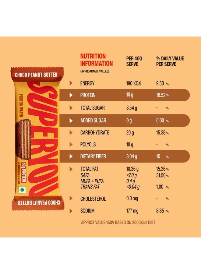 SuperYou شريط بروتين وايفر سوبر يو - شوكولاتة بالفول السوداني 40 جرام (عبوة من 10) - Image 4