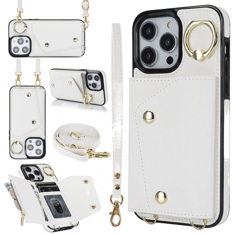 iPhone 14 Cover Leather Protective , Rose Gold Texture , for 14 Plus 14 Pro 14 Pro Max , Card Holder for On The Go Carry - Image 2