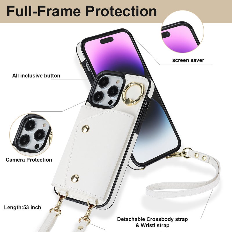 iPhone 14 Cover Leather Protective , Rose Gold Texture , for 14 Plus 14 Pro 14 Pro Max , Card Holder for On The Go Carry - Image 3