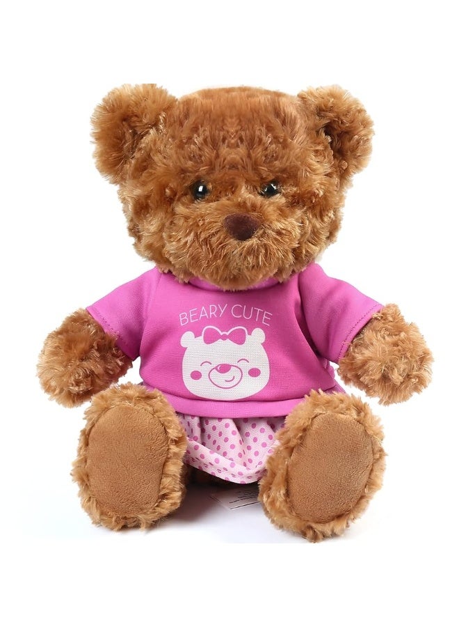 LotFancy LotFancy Teddy Bear Stuffed Animal, with Removable Clothes, 10 inch Cute Baby Girl Bear Plush, with T-Shirt and Dress, Baby Shower Decoration, Gift Plushies  - Image 4