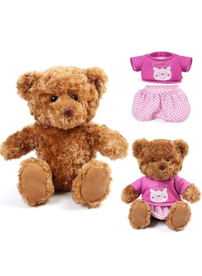 LotFancy LotFancy Teddy Bear Stuffed Animal, with Removable Clothes, 10 inch Cute Baby Girl Bear Plush, with T-Shirt and Dress, Baby Shower Decoration, Gift Plushies  - Image 1