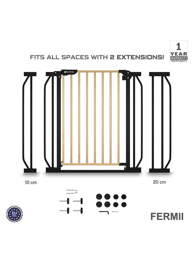 neobreez FERMII Auto Close Safety Baby Toddler Gate| 75 to 85(up to 115 cm)+ 10/20cm Extension| Extra Wide Child Gate For Stairs And Doorways,  Wide Pressure Fit Stair Gate | No Drill Barrier Stair Gate  - Image 2
