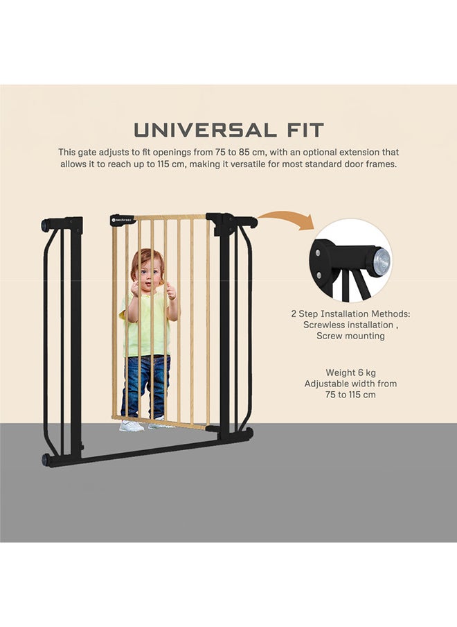 neobreez FERMII Auto Close Safety Baby Toddler Gate| 75 to 85(up to 115 cm)+ 10/20cm Extension| Extra Wide Child Gate For Stairs And Doorways,  Wide Pressure Fit Stair Gate | No Drill Barrier Stair Gate  - Image 5