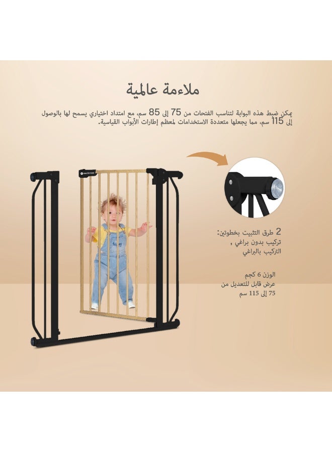 neobreez FERMII Auto Close Safety Baby Toddler Gate| 75 to 85(up to 115 cm)+ 10/20cm Extension| Extra Wide Child Gate For Stairs And Doorways,   Wide Pressure Fit Stair Gate | No Drill Barrier Stair Gate - Image 2