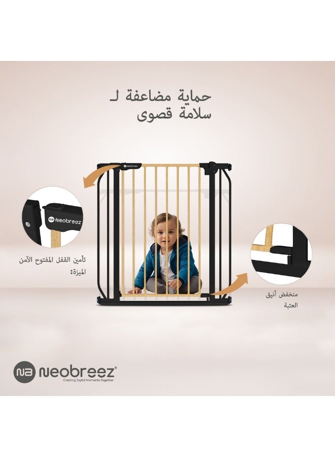 neobreez FERMII Auto Close Safety Baby Toddler Gate| 75 to 85(up to 115 cm)+ 10/20cm Extension| Extra Wide Child Gate For Stairs And Doorways,   Wide Pressure Fit Stair Gate | No Drill Barrier Stair Gate - Image 4