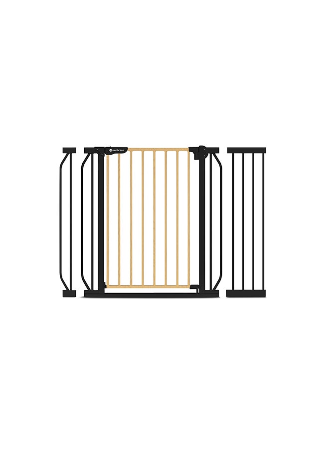 نيوبريز بوابة أمان أوتوماتيكية للأطفال من فيرمي | 75-85 سم (حتى 115 سم) + ملحقات 10/20 سم | بوابة أطفال عريضة للسلالم والمداخل | بوابة ضغط بدون حفر - Image 1