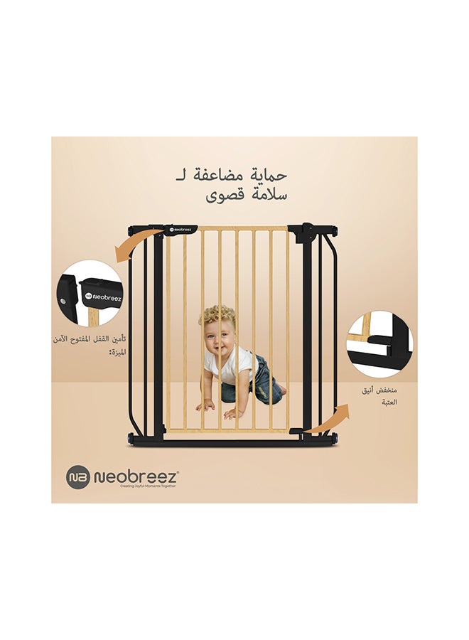 نيوبريز بوابة أمان أوتوماتيكية للأطفال من فيرمي | 75-85 سم (حتى 115 سم) + ملحقات 10/20 سم | بوابة أطفال عريضة للسلالم والمداخل | بوابة ضغط بدون حفر - Image 5