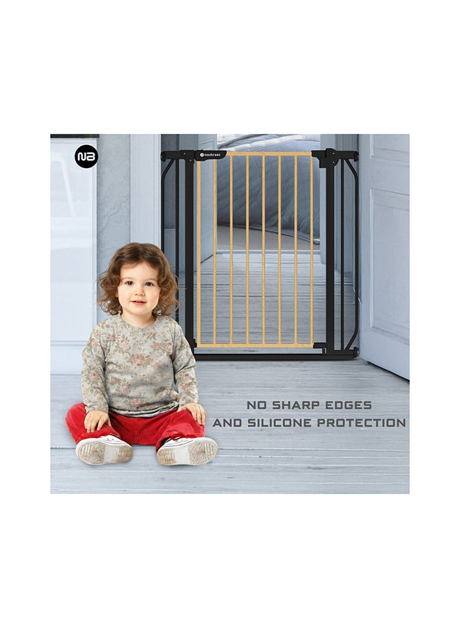 نيوبريز بوابة أمان أوتوماتيكية للأطفال من فيرمي | 75-85 سم (حتى 115 سم) + ملحقات 10/20 سم | بوابة أطفال عريضة للسلالم والمداخل | بوابة ضغط بدون حفر - Image 2