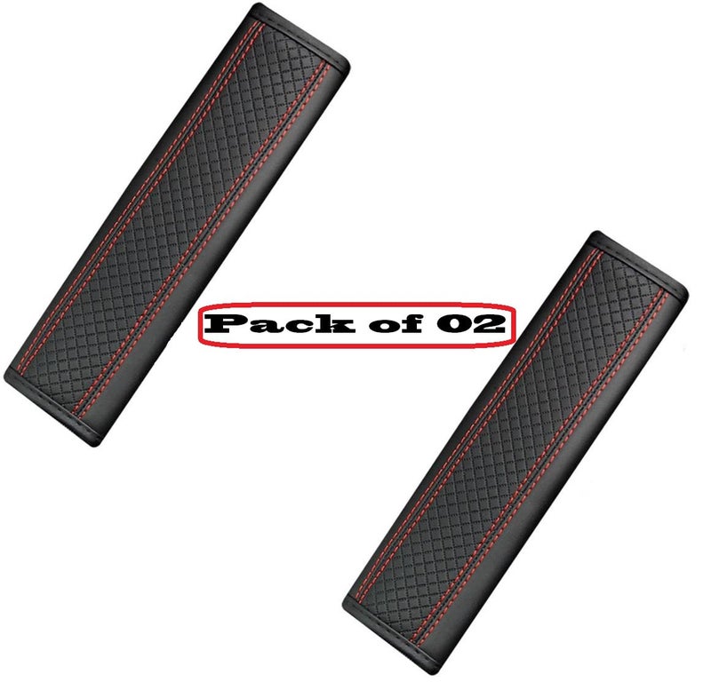 BAGILO Car Seat Belt Shoulder Pad Cover Car Safety Belt Pad (Black Red Line) - Image 2
