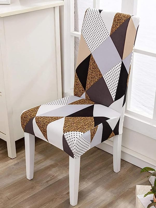 Styleys Elastic Chair Cover Stretch Removable Washable Short Dining Chair Cover Protector Seat Slipcover (Set of 4, Classic Beige, SD-3181) - Image 2