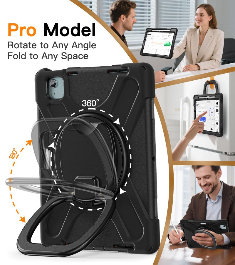 BATYUE Case for iPad Air 11-inch M4 (2026)/ M3 (2025)/ M2 (2024), iPad Air 5th/4th 10.9 inch(2022/2020), iPad Pro 11" 4th/3rd/2nd/1st Cover with Rotating Stand, Pencil Holder, Carrying Strap, Black - Image 3