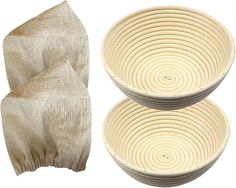 RoEsha 7 Inch Round Bread Banneton Proofing Basket Set of 2 Sourdough Proofing Basket kit for Artisanal Baking – Bread Making Tools For Professional & Home Bakers (7 inch round- 2 pack) - Image 1