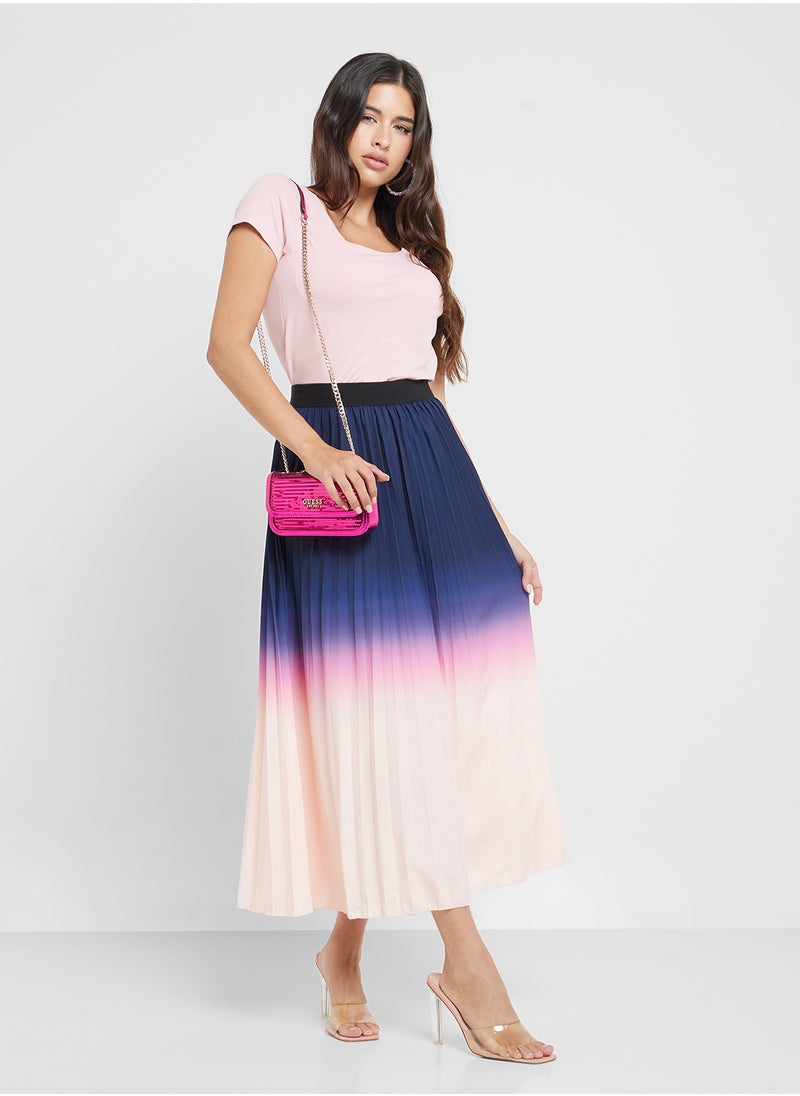 Ginger Pleated Ombre Midi Skirt  - Image 1