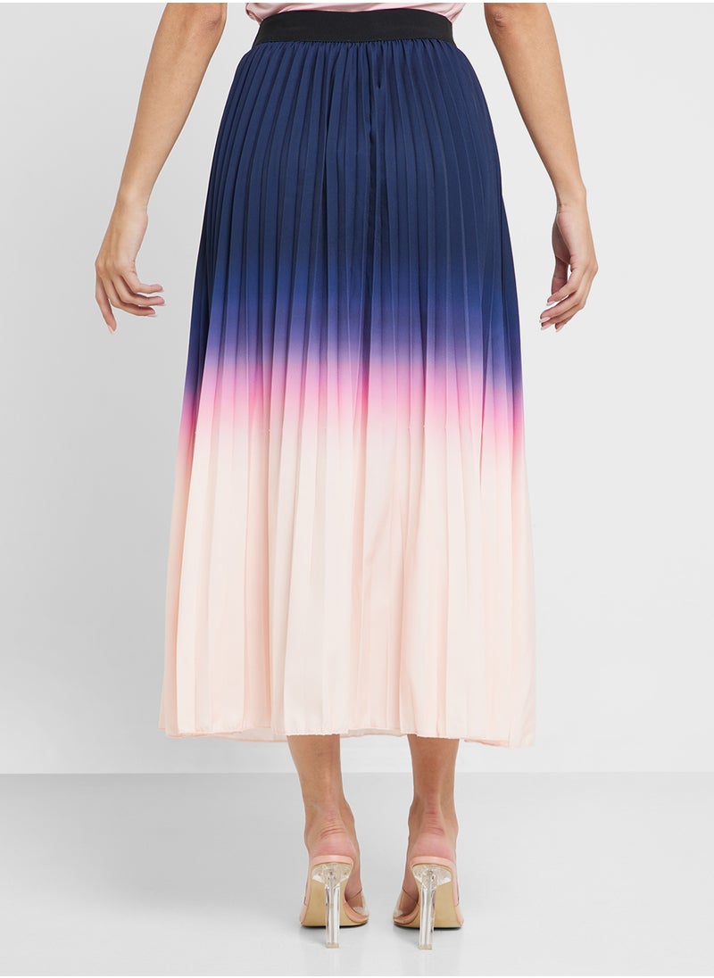 Ginger Pleated Ombre Midi Skirt  - Image 3