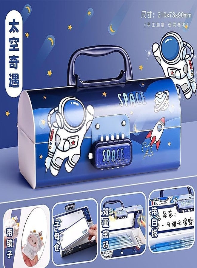 SAJANI Multifunction Pencil Box with Double Password Lock, Multi-Layer Pencil Box for Kids, Stationary Organizer Case for Kids, Return Gift for Kids (Pack of 1) (Space) - Image 2