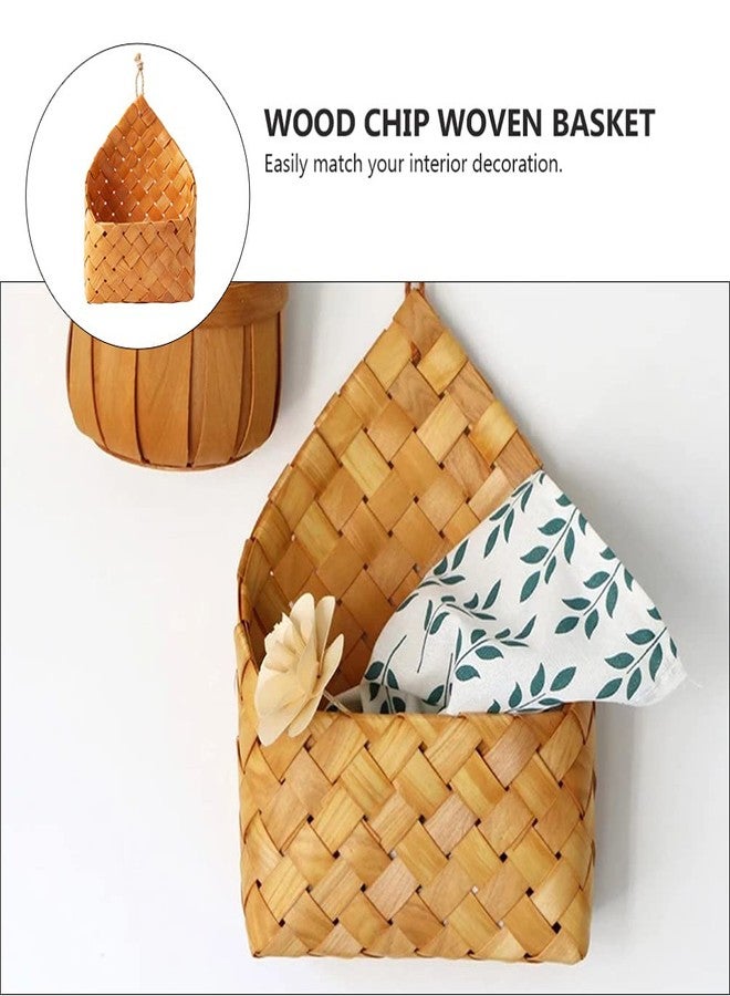 ARTIBETTER Wood Woven Wall Hanging Basket Natural Storage Organizer for Home Kitchen Decorative and Plant Display - Image 4