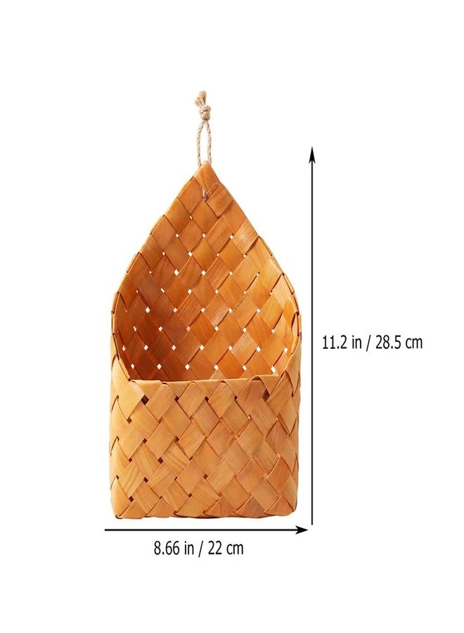 ARTIBETTER Wood Woven Wall Hanging Basket Natural Storage Organizer for Home Kitchen Decorative and Plant Display - Image 2