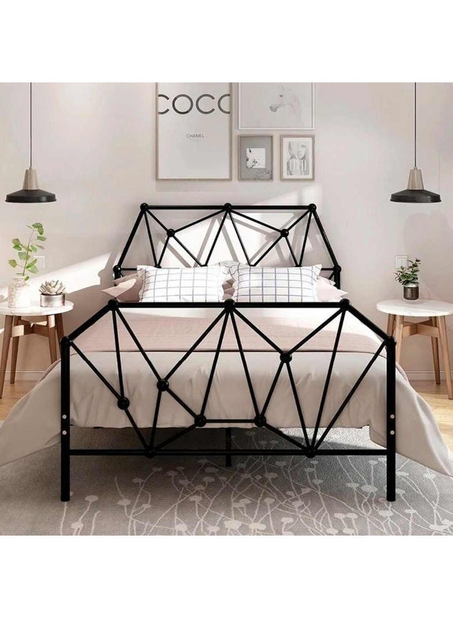 كريست جي سرير معدني مودرن مفرد مقاس 200 × 140 سم  – تصميم هندسي فاخر باللون الأسود مع هيكل حديد متين لغرف النوم العصرية - Image 4