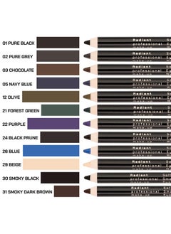 RADIANT PROFESSIONAL MAKE UP / HELLENICA Radiant Professional Black Waterproof Eyeliner Pencil - Eyeliner Waterproof Smudge Proof - Long Lasting Under Eye Pencil For Smoky Eye - Soft Waterline Eyeliner Smudger Tool, Smoky Black (30)  - Image 3