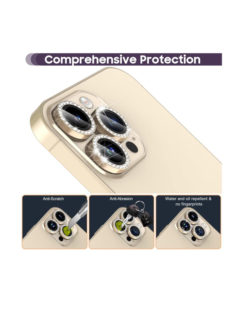 Diamond Camera Protection Lens for Apple Iphone 14 Pro / 14 Pro Max - gold  - Image 3