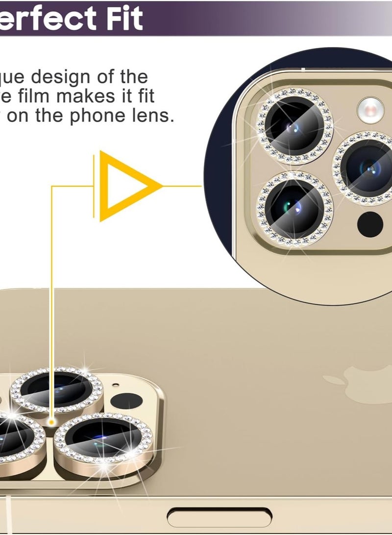 Diamond Camera Protection Lens for Apple Iphone 14 Pro / 14 Pro Max - gold  - Image 4