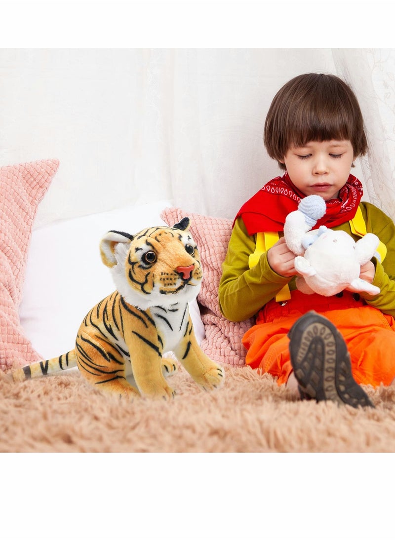 KASTWAVE Plush Tiger Toy, 27 cm Realistic Stuffed Tiger Toy Jungle Zoo Tiger Stuffed Animal Tiger Throw Pillow for Kids Child Boys Girls Friends Birthday Party Children's Day Gift  - Image 4