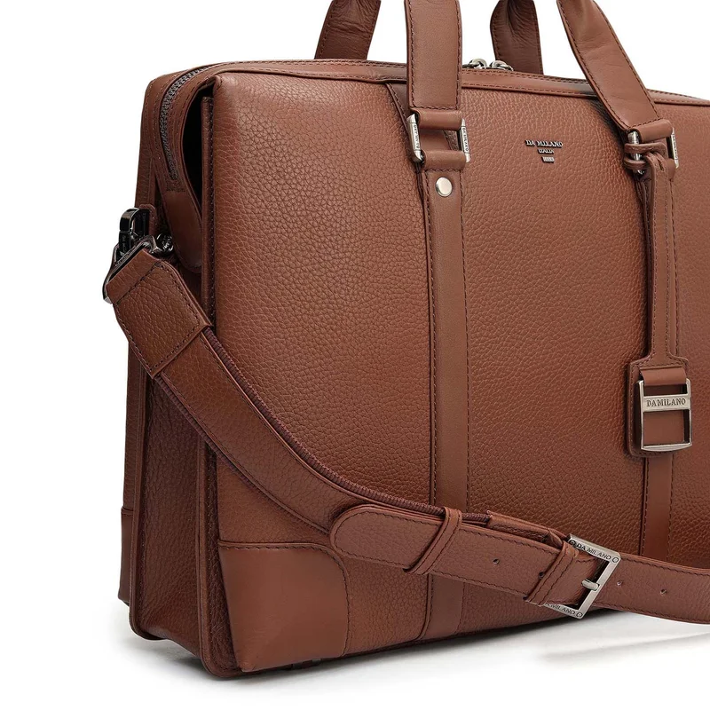 Da Milano  Wax Leather Laptop Bag - Espresso  | Best Price UAE