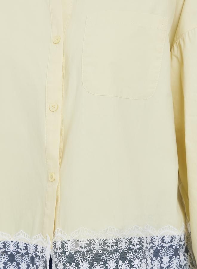 Styli Yellow Lace Trim Long Sleeve Shirt - Image 3