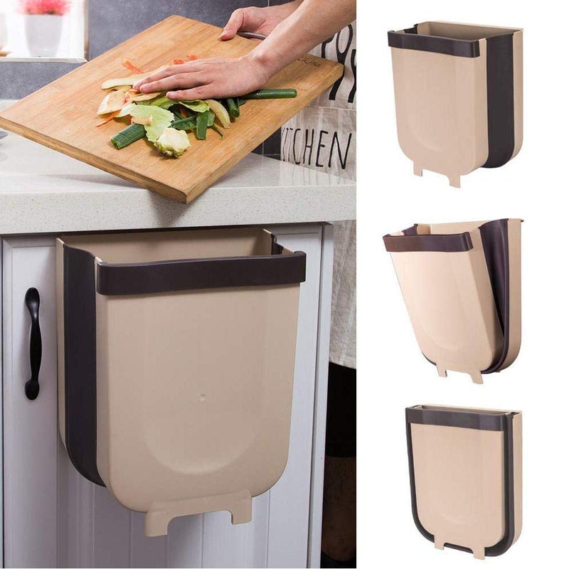 GOPAD Folding Trash Can Upgrade Wall Mounted Folding Waste Bin Hanging Garbage Can for Kitchen Cabinet Door Plastic Waste Basket Multicolor 1 Pcs - Image 5