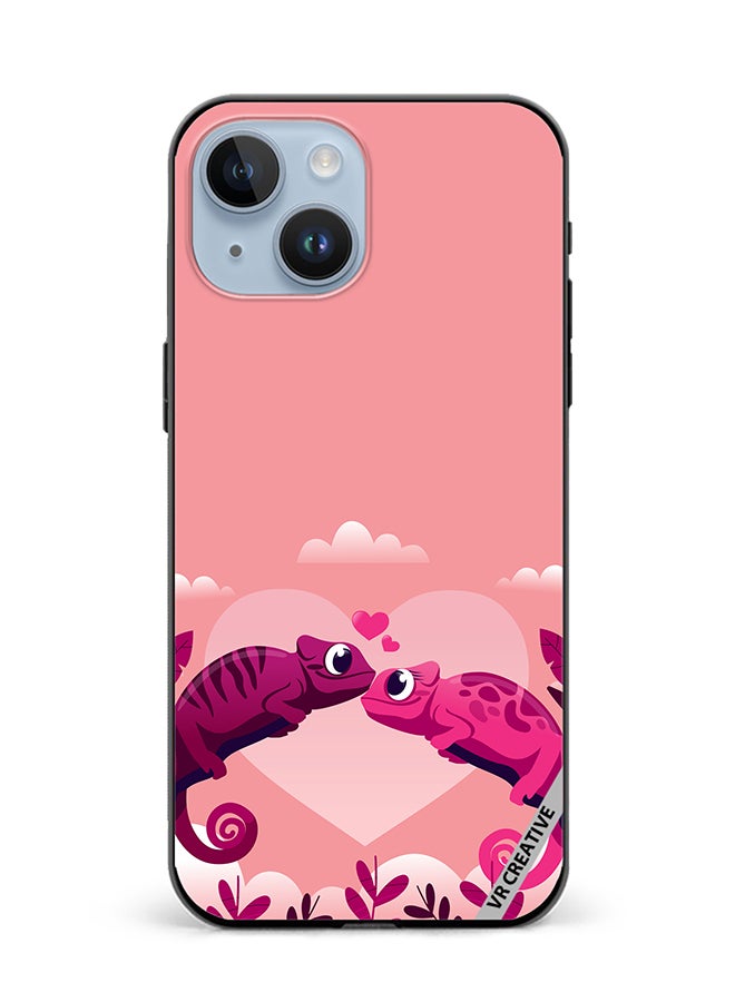 VR CREATIVE Protective Case Cover For Apple iPhone 15 Love Chameleons Design Multicolour - Image 1