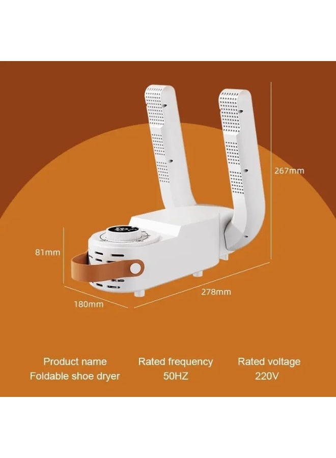 مجفف أحذية قابل للطي والسحب - تجفيف ذكي للأحذية مع إزالة الروائح الكريهة بالضوء الأزرق، مجفف أحذية كهربائي محمول لجميع أنواع الأحذية