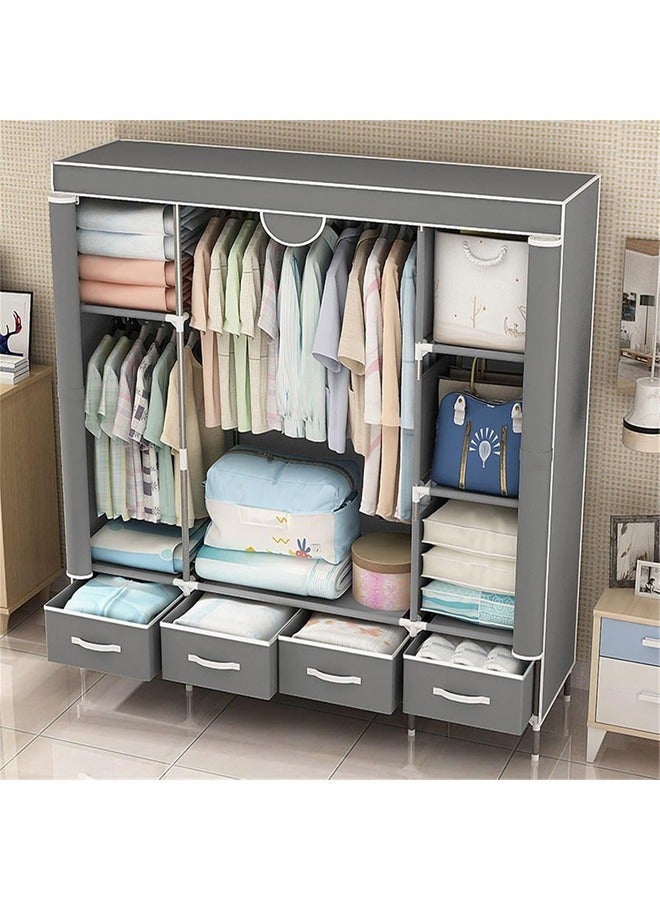 كادي ون خزانة ملابس و منظم أمتعة من القماش قابلة للطي مع قضبان تعليق و أدراج تخزين  ورف ملابس لتخزين الحقائب والالعاب والاحذية - Image 2