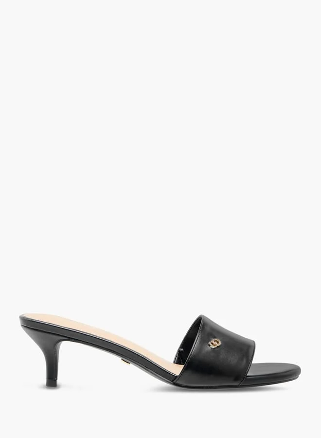 Celeste Womens Solid Slip-On Sandals With Kitten Heels
