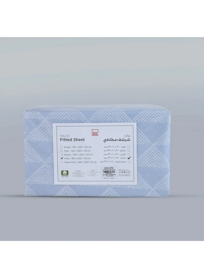 Home Box Malta Pixel Printed Cotton Queen Fitted Sheet 200 x 33 x 150 cm