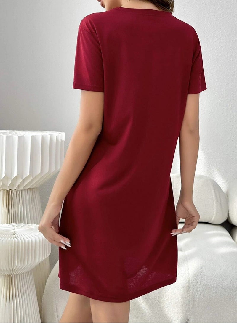 Mesery Mesery Sleepshirt Cotton Half Sleeves Printed  - Image 4