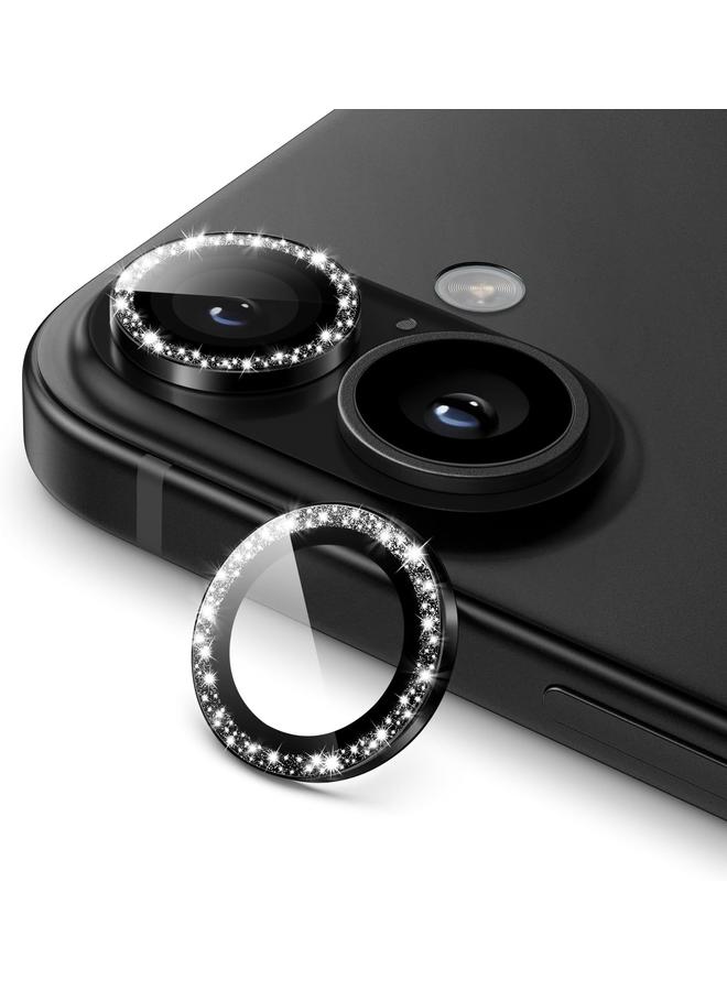 جي تيك واقي عدسة الكاميرا لهاتف آيفون 16 مقاس 6.1 بوصة وآيفون 16 بلس مقاس 6.7 بوصة، غطاء حلقي معدني من الزجاج المقوى 9H شفاف عالي الدقة، مجموعة واحدة باللون الأسود - Image 1