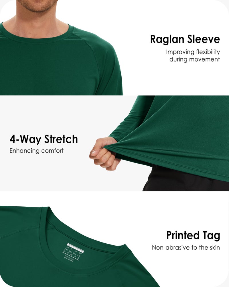 Boladeci SPF Shirts for Men UPF 50+ Sun Protection UV Shirts Long Sleeve Cooling Summer Clothing SPF Swimming Tee Top T-Shirts Rash Guard Dark Green L - Image 5