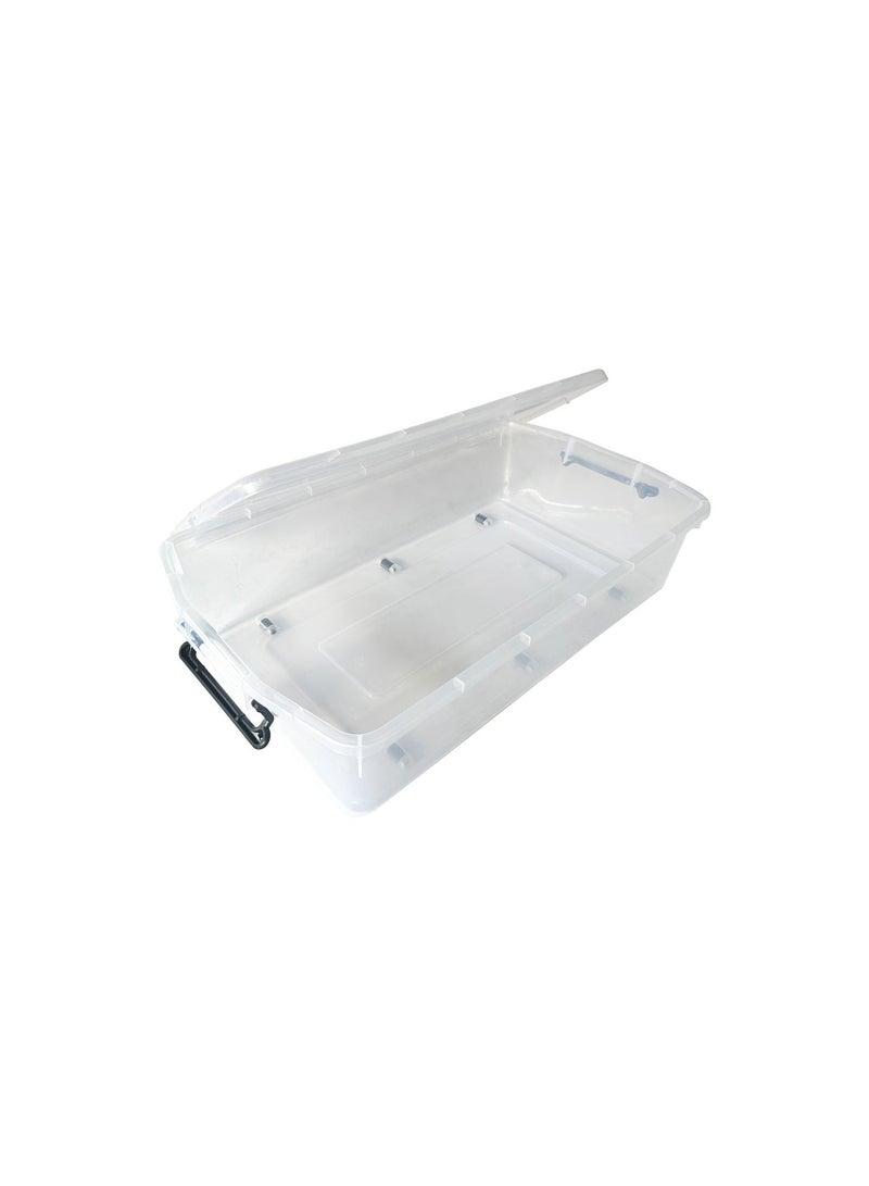 Marcolo Underbed Storage Box 40L Transparent Plastic Organizer with Wheels and Lid Multipurpose Container - Image 4