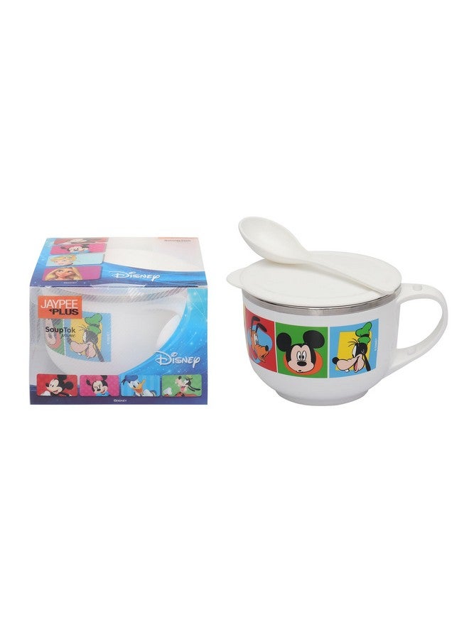 Jaypee Plus Stainless Steel Disney Mickey Mouse Printed Souptok Prime Soup Bowl with Lid & Spoon Maggi Noodles Pasta Bowl, Best Diwali Gift, Birthday Gift for Girls and Boys,White - Image 5
