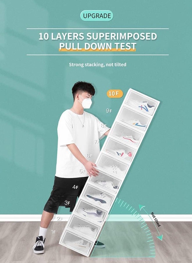 صناديق تخزين الأحذية، حاويات لتنظيم الأحذية مع أغطية، صندوق أحذية بلاستيكي شفاف قابل للتكديس - Image 2